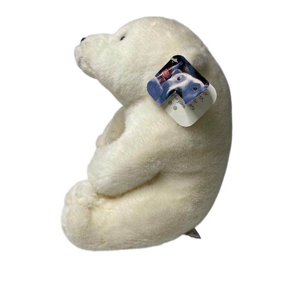Vintage 1994 Coca-Cola Polar Bear Plush 12” Stuffed Animal with Badge Logo Tag - Picture 3 of 15